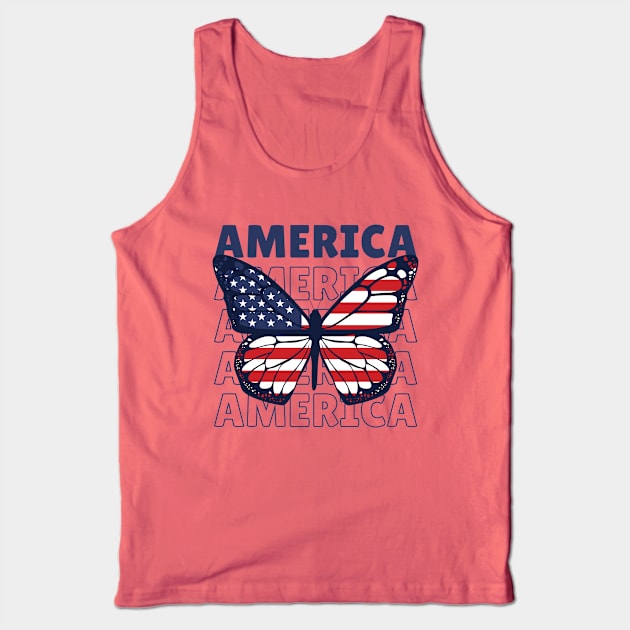 USA American Flag Butterfly // American Pride Tank Top by SLAG_Creative